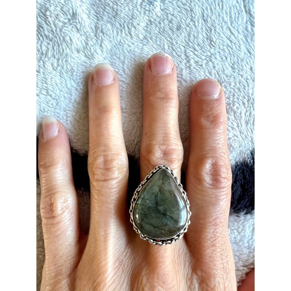 925 BRILLIANT Flash Labradorite Ring 9.5 - Picture 4 of 6